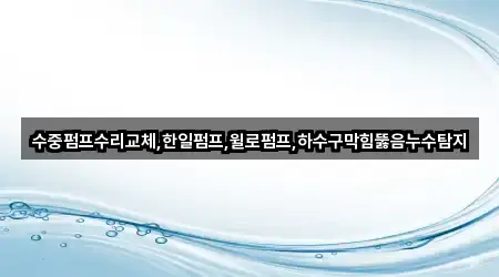 수중펌프수리교체,한일펌프,윌로펌프,하수구막힘뚫음누수탐지