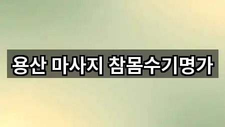 용산 마사지 참몸수기명가