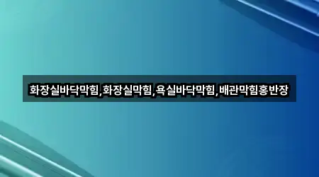 경남 김해 풍유동 욕실막힘 빠른 탐색 2곳